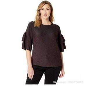 Michael Kors Double Ruffle Sleeve Knit Blouse